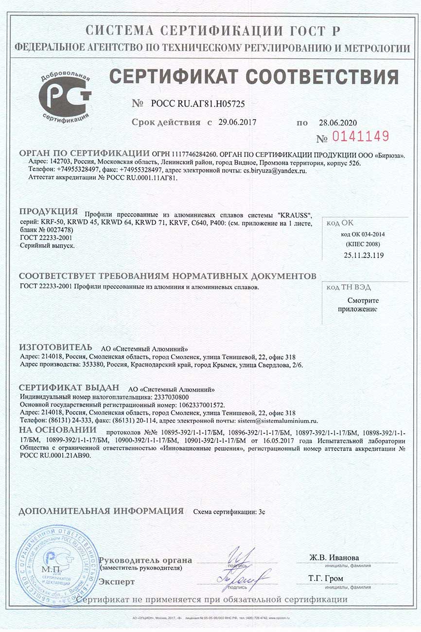 Сертификат о государственной регистрации